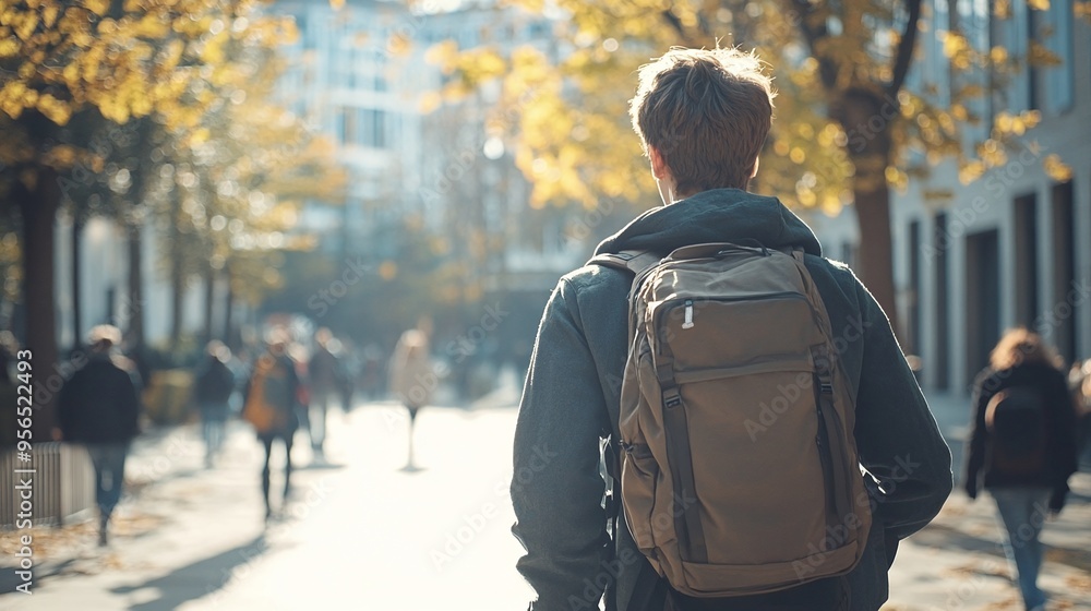 des collégiens le jour de la rentrée scolaire devant un collège - vus de dos des collégiens le jour de la rentrée scolaire devant un collège - vus de dos