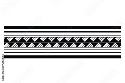 Polynesian tattoo tribal band design. Samoan tattoo tribal ornament border.
 Decorative seamless pattern.