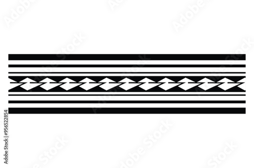 Polynesian tattoo tribal band design. Samoan tattoo tribal ornament border.
 Decorative seamless pattern.