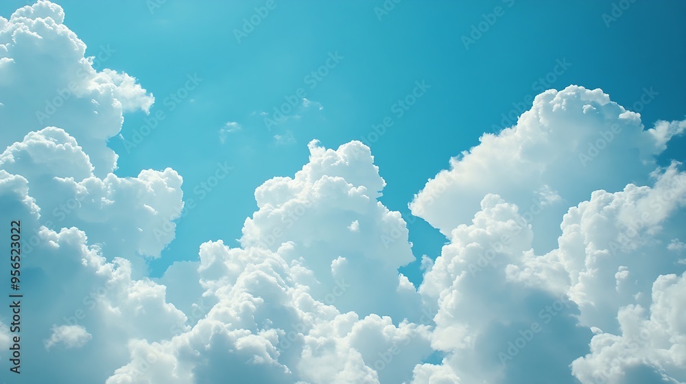 Fluffy Clouds in a Bright Blue Sky Peaceful and Calm Nature : Generative AI Fluffy Clouds in a Bright Blue Sky Peaceful and Calm Nature : Generative AI