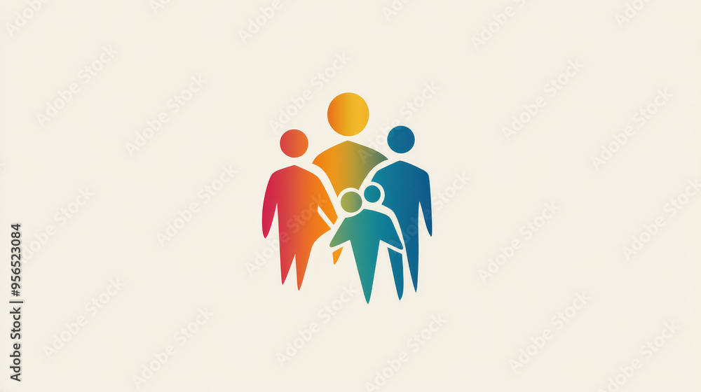 Colorful logo representing family, community, and people care. Colorful logo representing family, community, and people care.