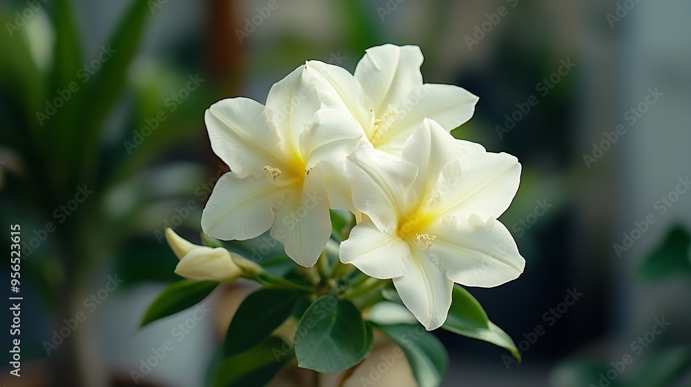 White adenium which are blooming in every season : Generative AI White adenium which are blooming in every season : Generative AI