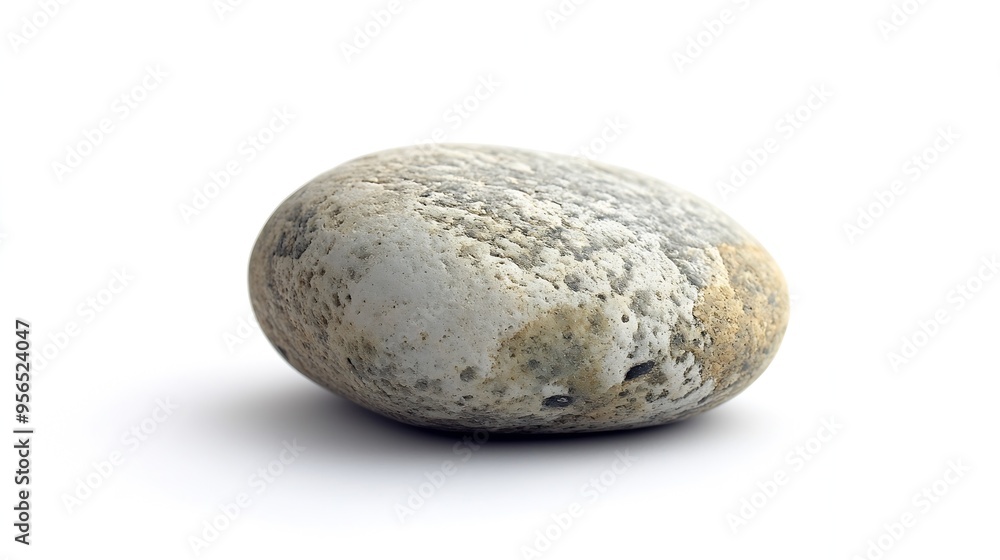 One light stone isolated on white Sea pebble : Generative AI One light stone isolated on white Sea pebble : Generative AI