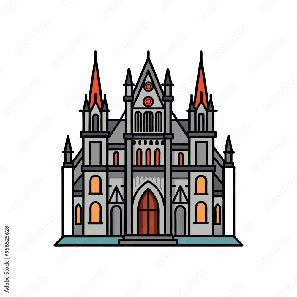gothic architecture colorful and black icon template gothic architecture colorful and black icon template