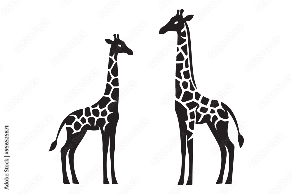 Naklejka premium Clean Black Giraffe Silhouette Simple Vector Art