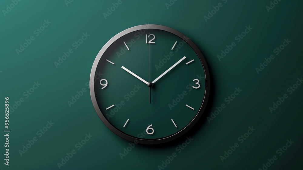 A simple clock on a green wall.