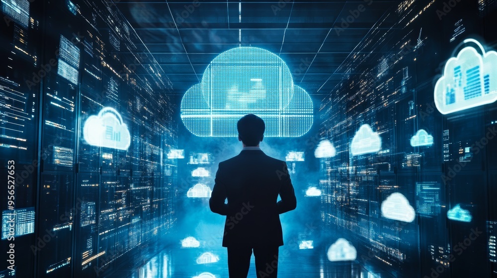 Businessman Engaging with Cloud Computing Technology