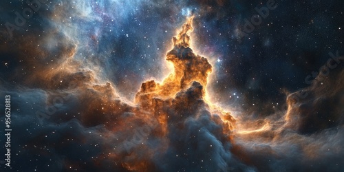 Jet in Carina Nebula composed of gas and dust 3D cartoon rendering Science photo