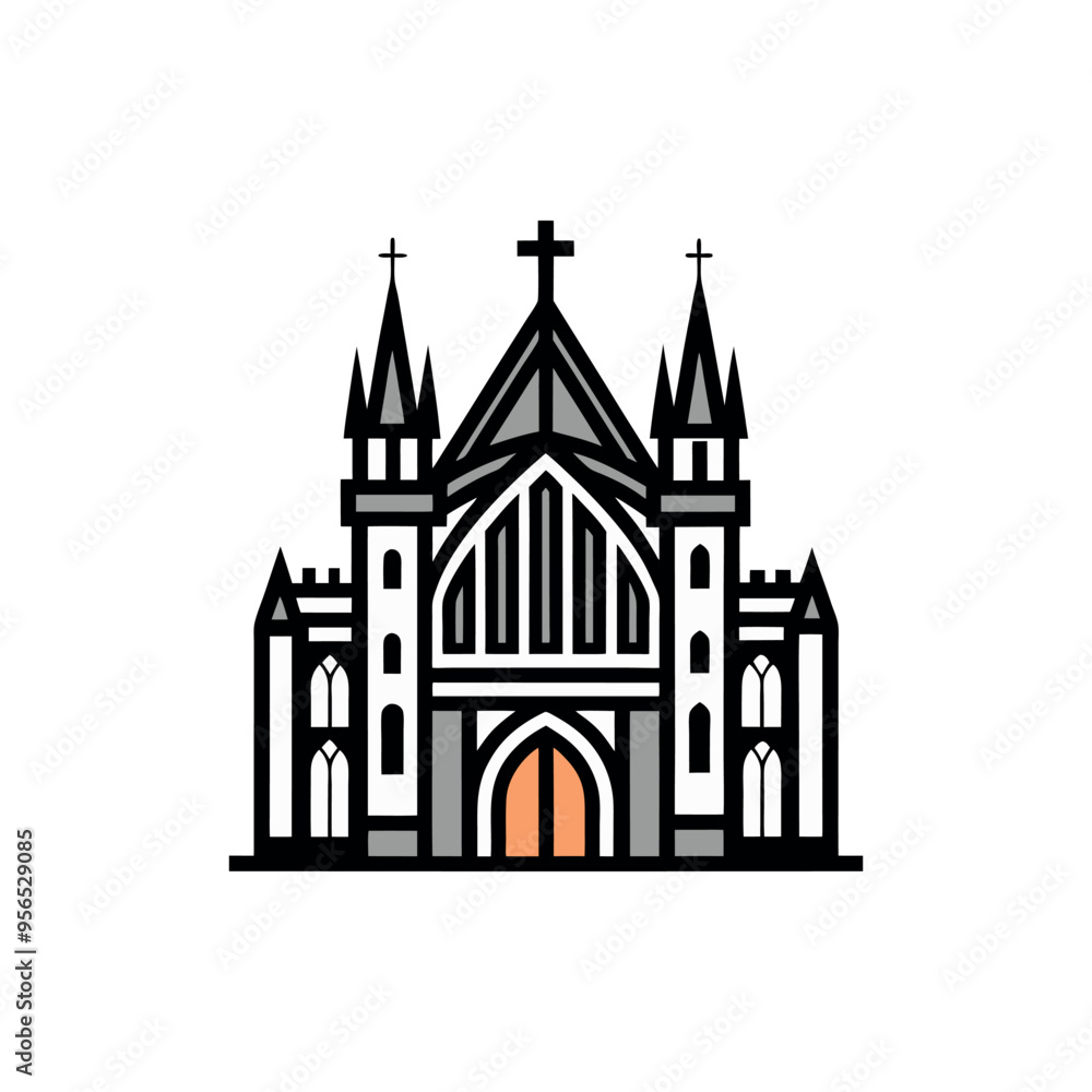 gothic architecture colorful and black icon template gothic architecture colorful and black icon template