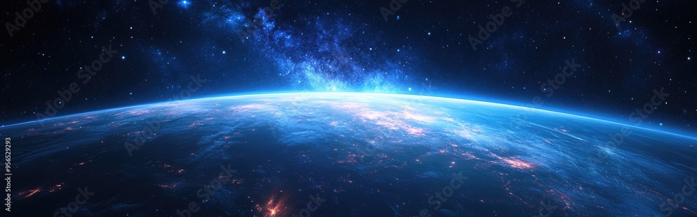 A panoramic view from space featuring a galaxy against the backdrop of a starry night sky in 3D cartoon style A panoramic view from space featuring a galaxy against the backdrop of a starry night sky in 3D cartoon style