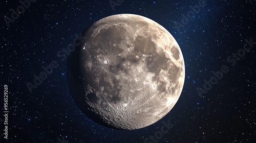 Cartoon rendering of the Moon in 3D at the beginning of the month