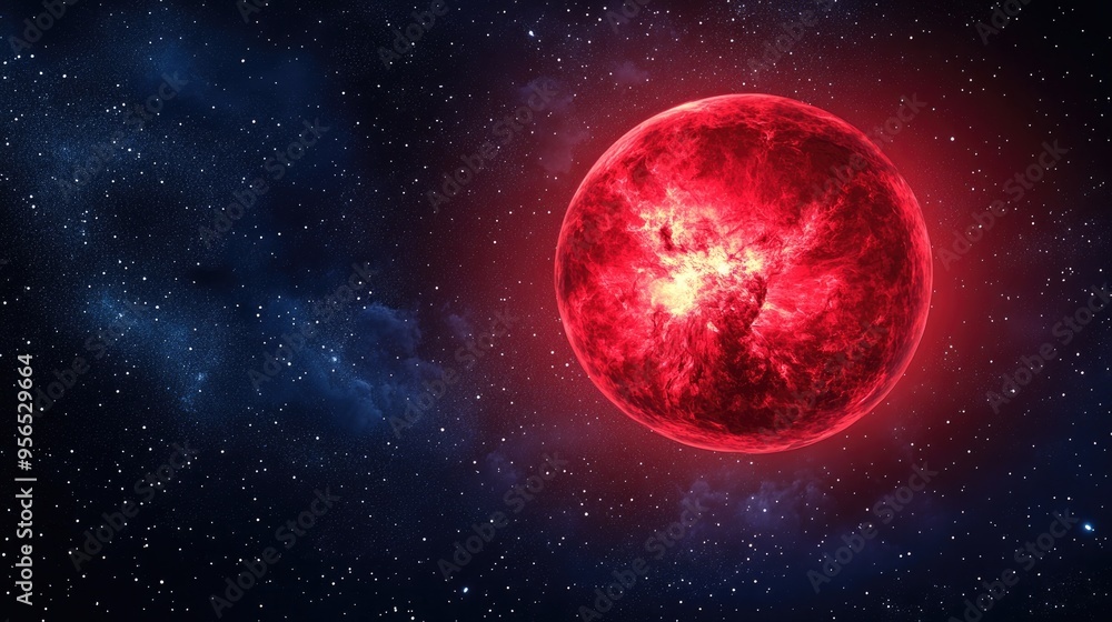 3D cartoon representation of a red supergiant star in the Orion constellation with night sky star map backgrounds 3D cartoon representation of a red supergiant star in the Orion constellation with night sky star map backgrounds