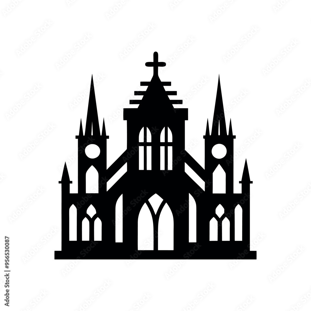 gothic architecture colorful and black icon template gothic architecture colorful and black icon template