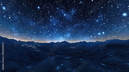 Panorama featuring a night sky filled with numerous stars in a 3D cartoon rendering