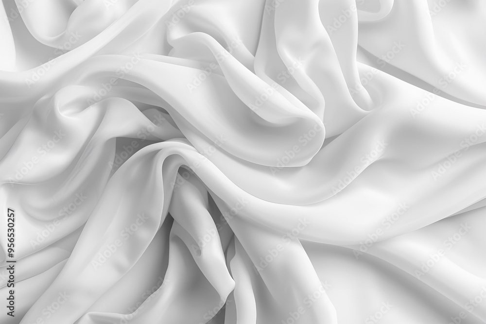 A white sheet is folded and laying on a white background A white sheet is folded and laying on a white background
