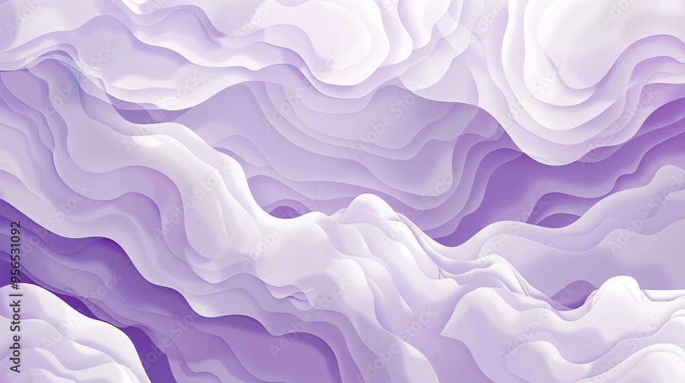 Abstract background with 3D waves in shades of purple and white. Abstract background with 3D waves in shades of purple and white.