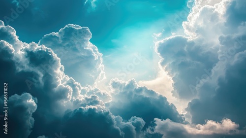 Neatly organized clouds serve as a backdrop featuring a composition of dark clouds set against the sky
