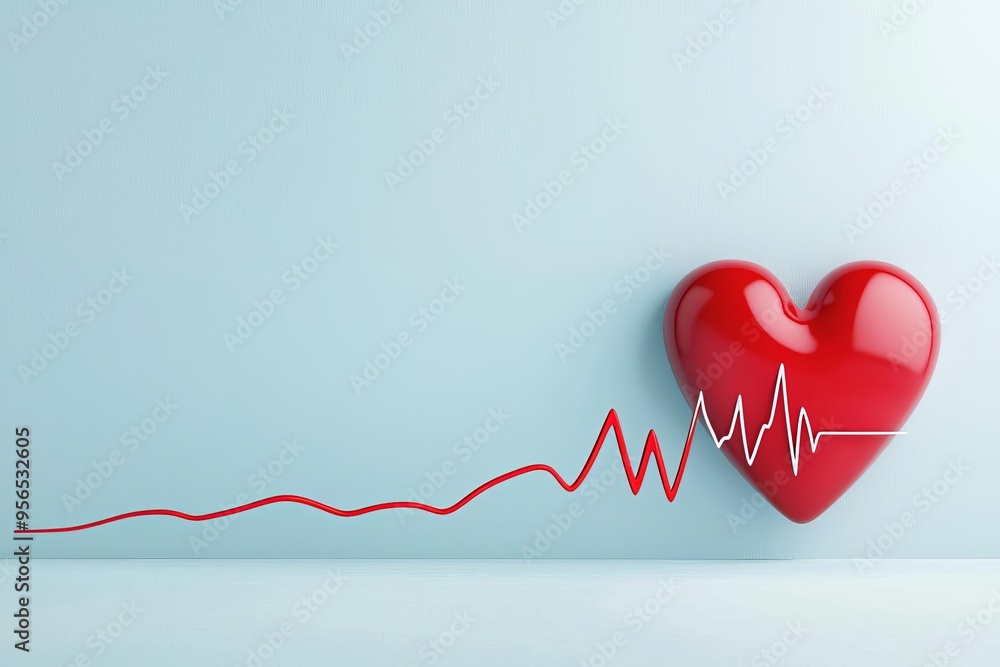 Heart pulse line, abstract waveform, medical background, 3D illustration Heart pulse line, abstract waveform, medical background, 3D illustration