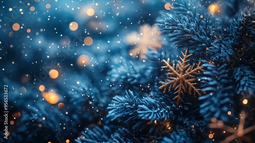 Wallpaper Mural Christmas-themed night sky adorned with red and green winter snowflakes. Torontodigital.ca