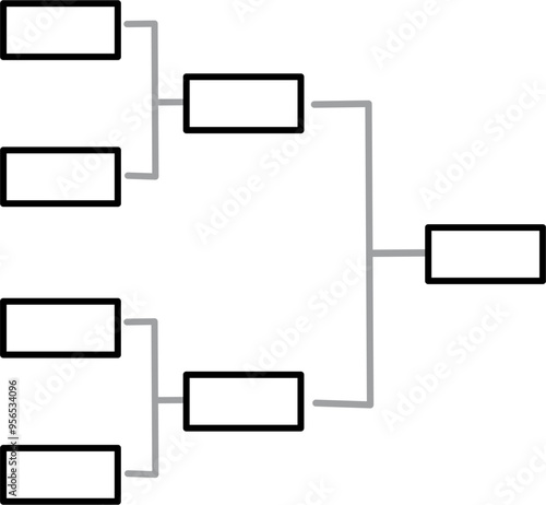 Blank Tournament Bracket Template - Vector Outline for Competitions, Matchups, and Elimination Games