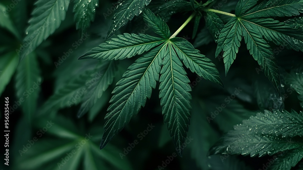 Close up of a green leafy marijuana plant : Generative AI Close up of a green leafy marijuana plant : Generative AI