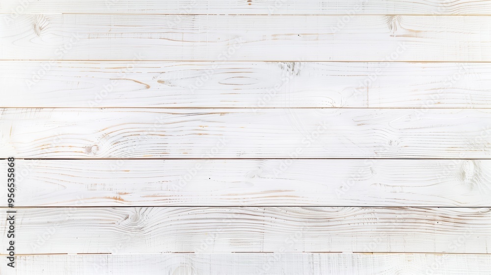 Naklejka premium Creating a rustic backdrop: whitewashed wooden planks with knots and wood grain texture