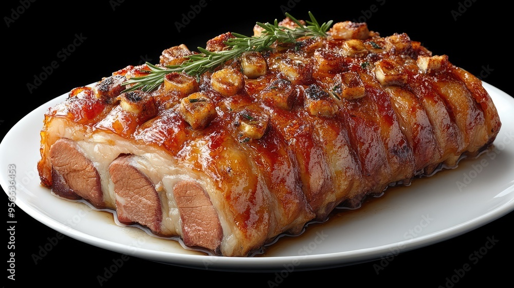 Filipino lechon with crispy skin on a white background Filipino lechon with crispy skin on a white background