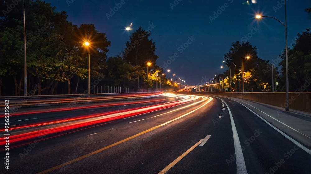 Night Cityscape with Light Trails. Night Cityscape with Light Trails.
