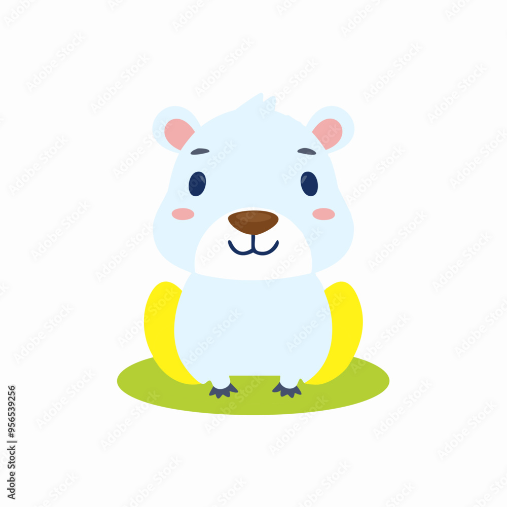 Naklejka premium Capybara Cute Small Cartoon Baby Animal Character 