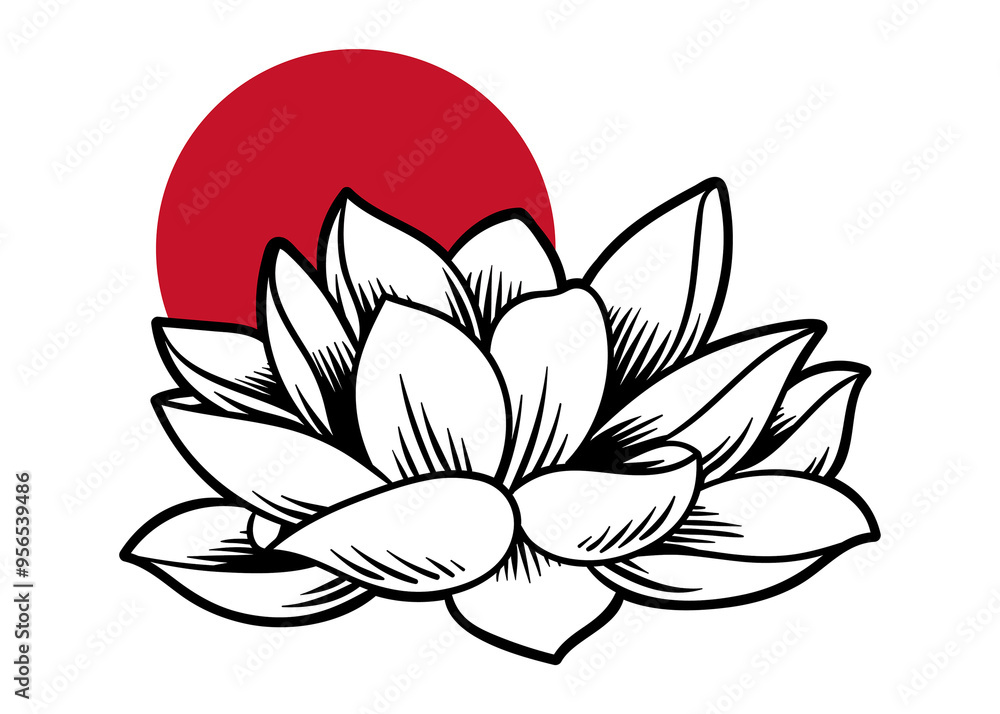 Japanese lotus flower sticker with white border Japanese lotus flower sticker with white border