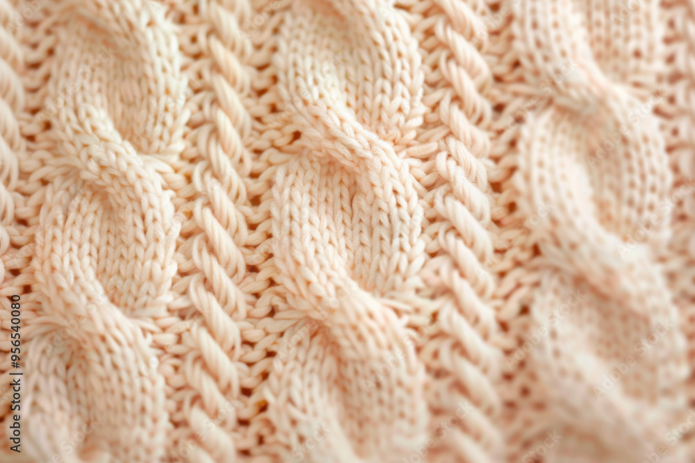 Obraz premium Soft Cream Cable Knit Texture with Braided Pattern in Close-Up