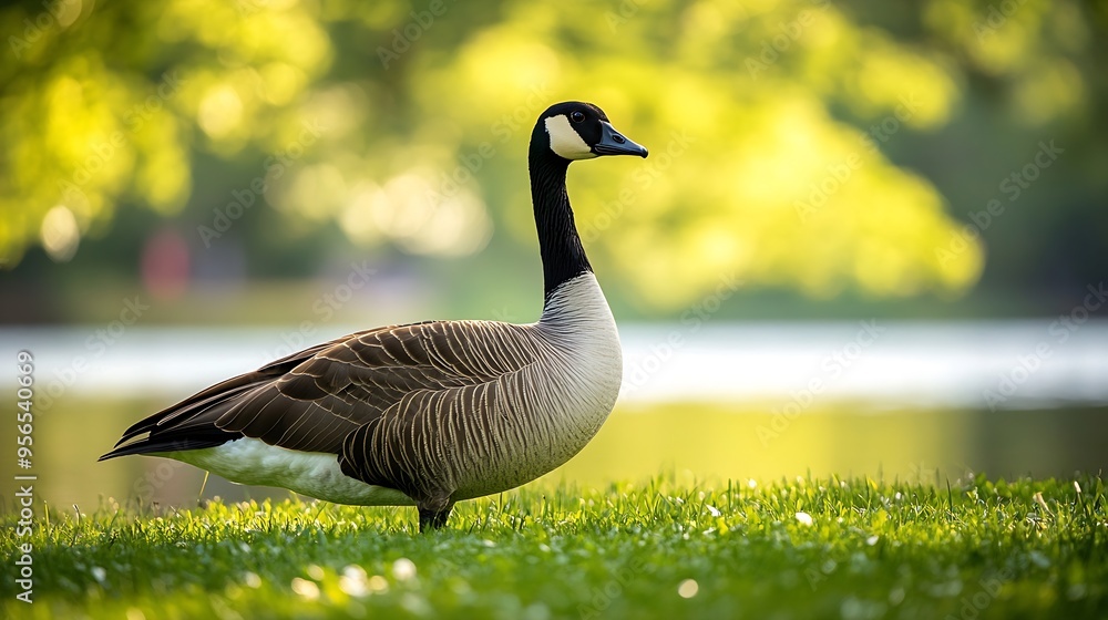 Canadian geese Branta canadensis on the lake Wild geese swim in the ParkCloseup of a Canada goose Branta canadensis foraging in a green meadow : Generative AI Canadian geese Branta canadensis on the lake Wild geese swim in the ParkCloseup of a Canada goose Branta canadensis foraging in a green meadow : Generative AI