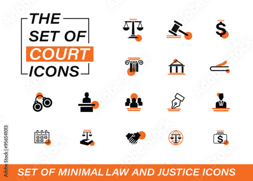 SET OF MINIMAL LAW, JUSTICE AND COURT ICONS
