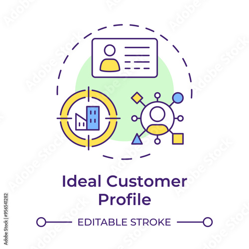 Ideal customer profile multi color concept icon. Marketing strategy, targeting consumers. Round shape line illustration. Abstract idea. Graphic design. Easy to use in infographic, presentation