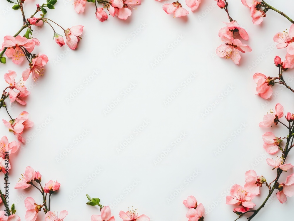 Spring Flower Frame with Copy Space Flat Lay Mockup Spring Flower Frame with Copy Space Flat Lay Mockup