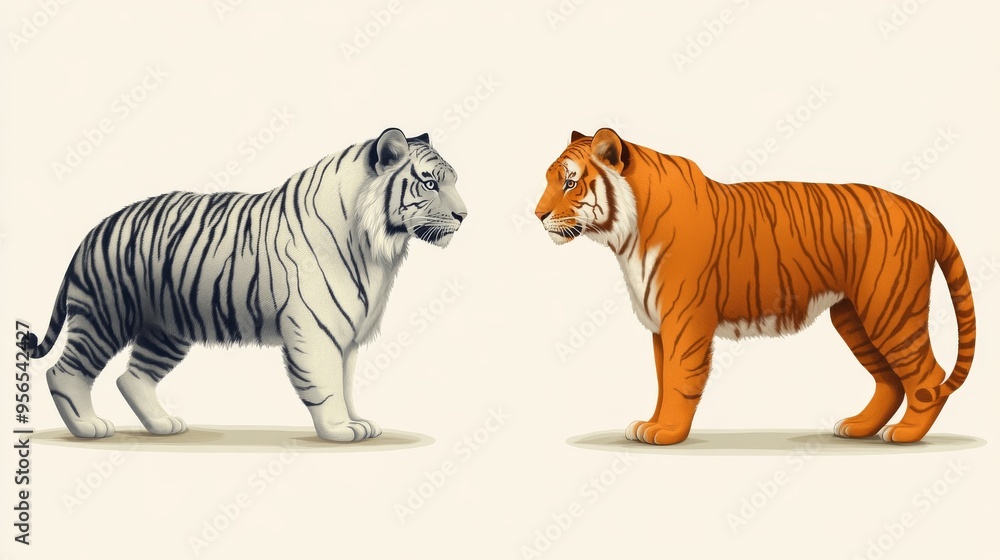 Two Tigers Facing Each Other Two Tigers Facing Each Other