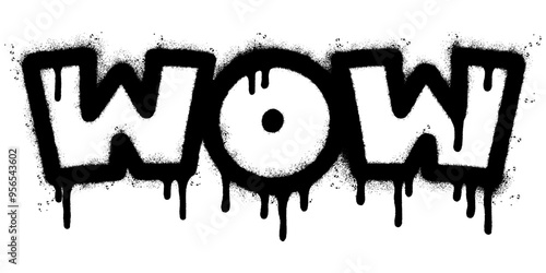 Spray Painted Graffiti wow Word Sprayed isolated with a white background.