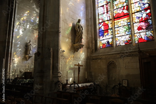 L'église Saint Ouen, de style gothique flamboyant, ville de Pont Audemer, département de l'Eure, France photo