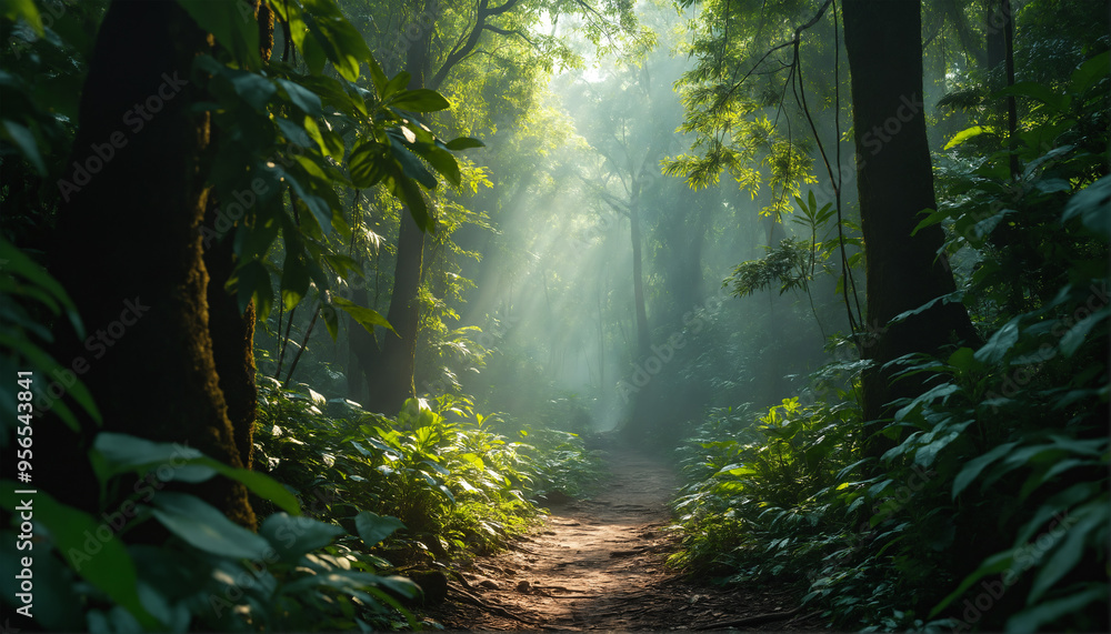 Mysterious jungle. A path through a dense jungle. Mysterious jungle. A path through a dense jungle.