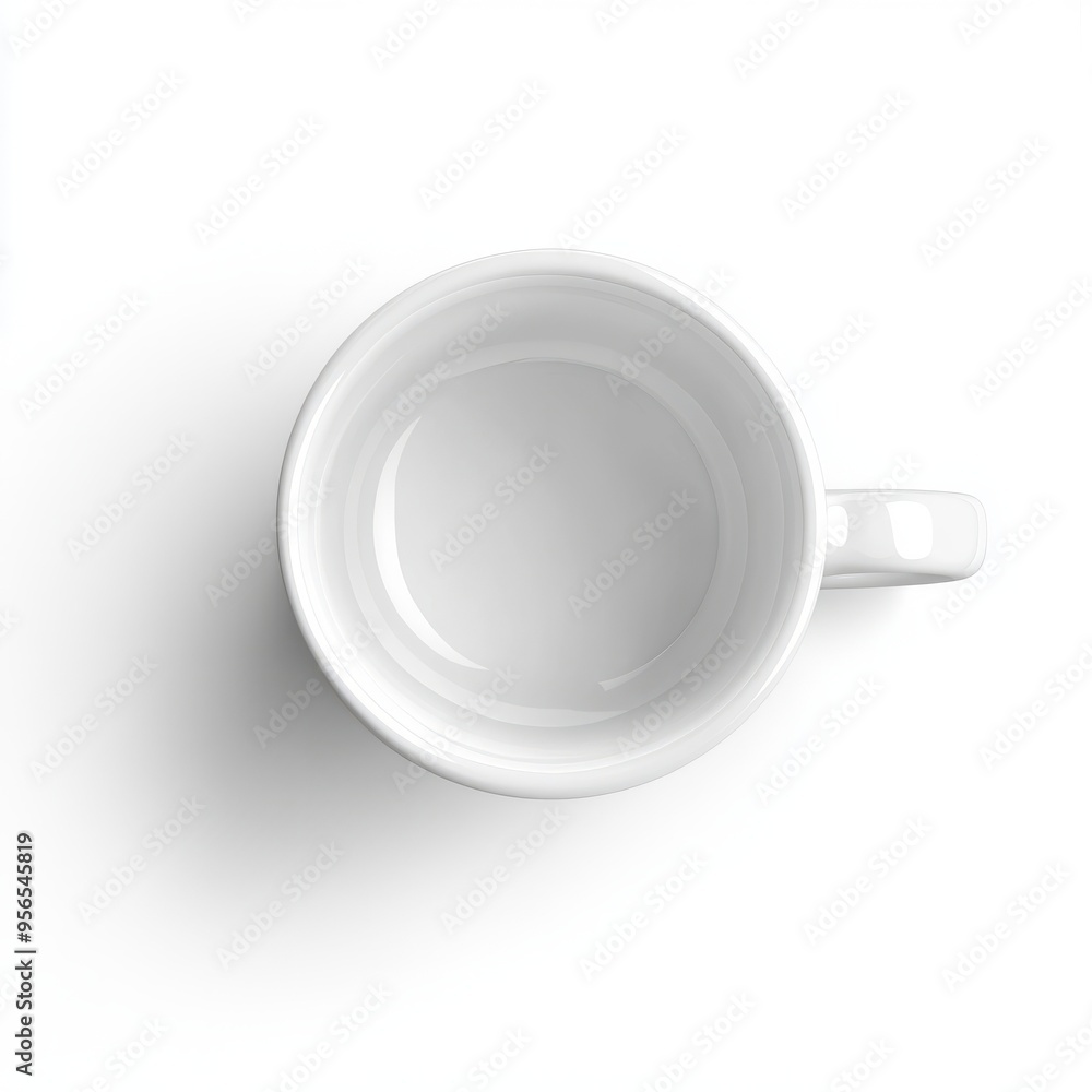 Cute 3D White Cup with Handle: Minimalist & Playful Design - Top View