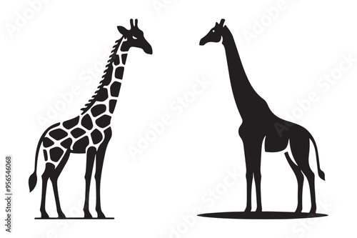 Elegant Giraffe Silhouette Black Vector Design