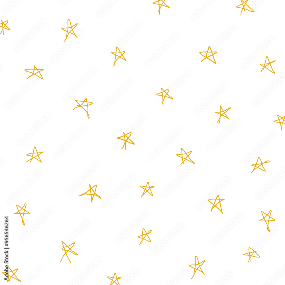 Star doodle pattern png, transparent background, yellow cute design Star doodle pattern png, transparent background, yellow cute design