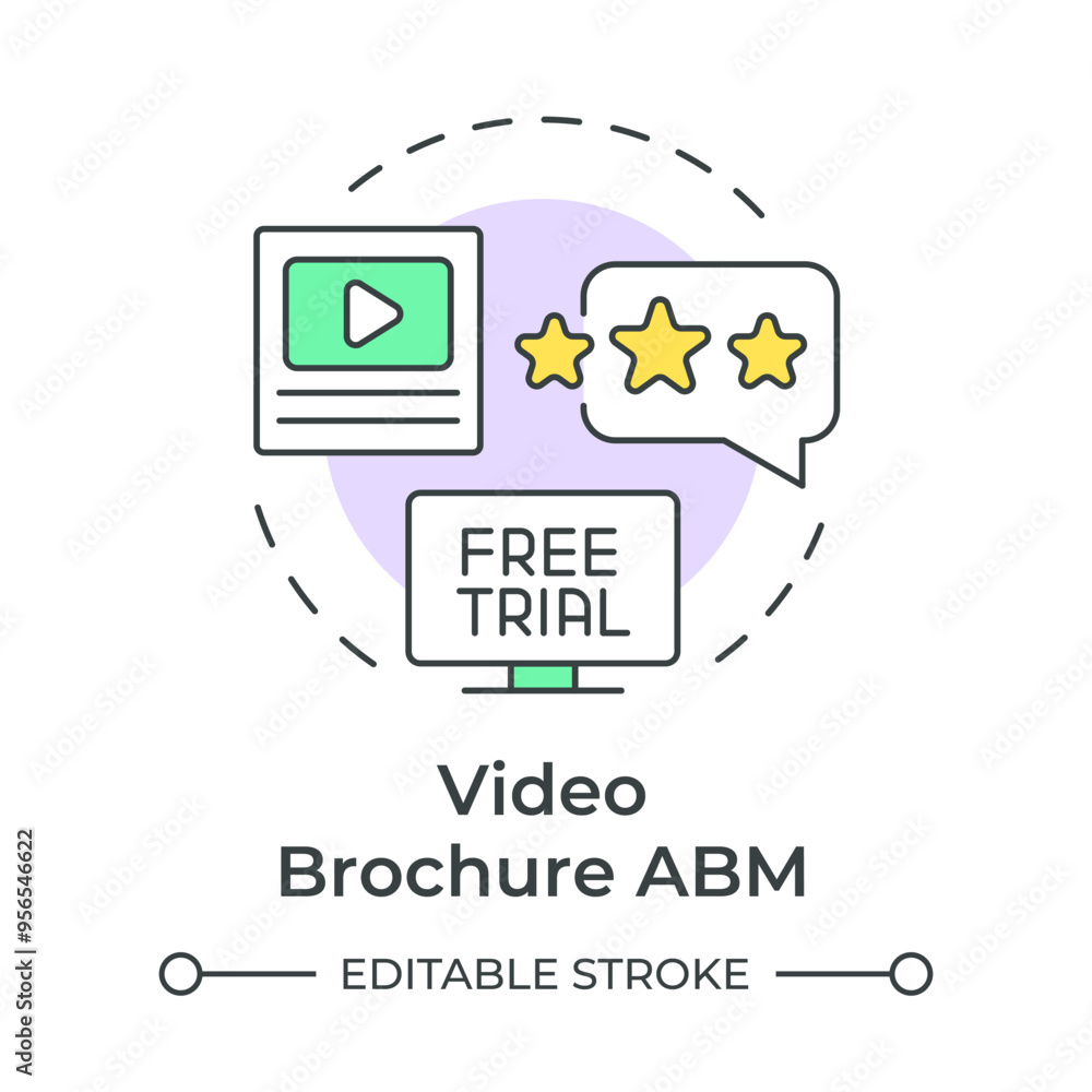 custom made wallpaper toronto digitalVideo brochure abm multi color concept icon. Customer rating, product demo. Advertising strategy. Round shape line illustration. Abstract idea. Graphic design. Easy to use in infographic