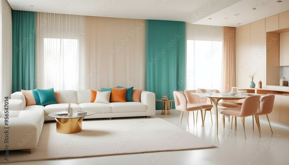 Fototapeta premium Photo interior modern design room 3d illustration