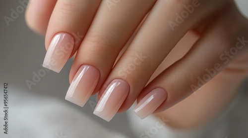 Closeup to woman hands with elegant neutral colors