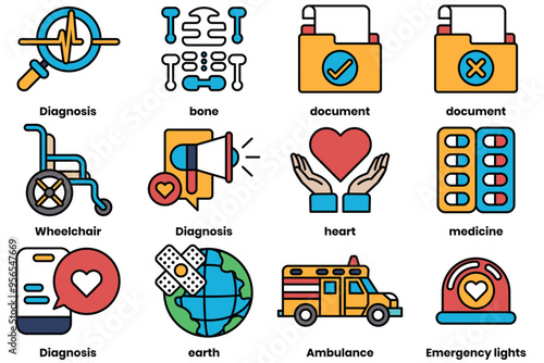 Set of collection of illustrations in the concept of medical objects
