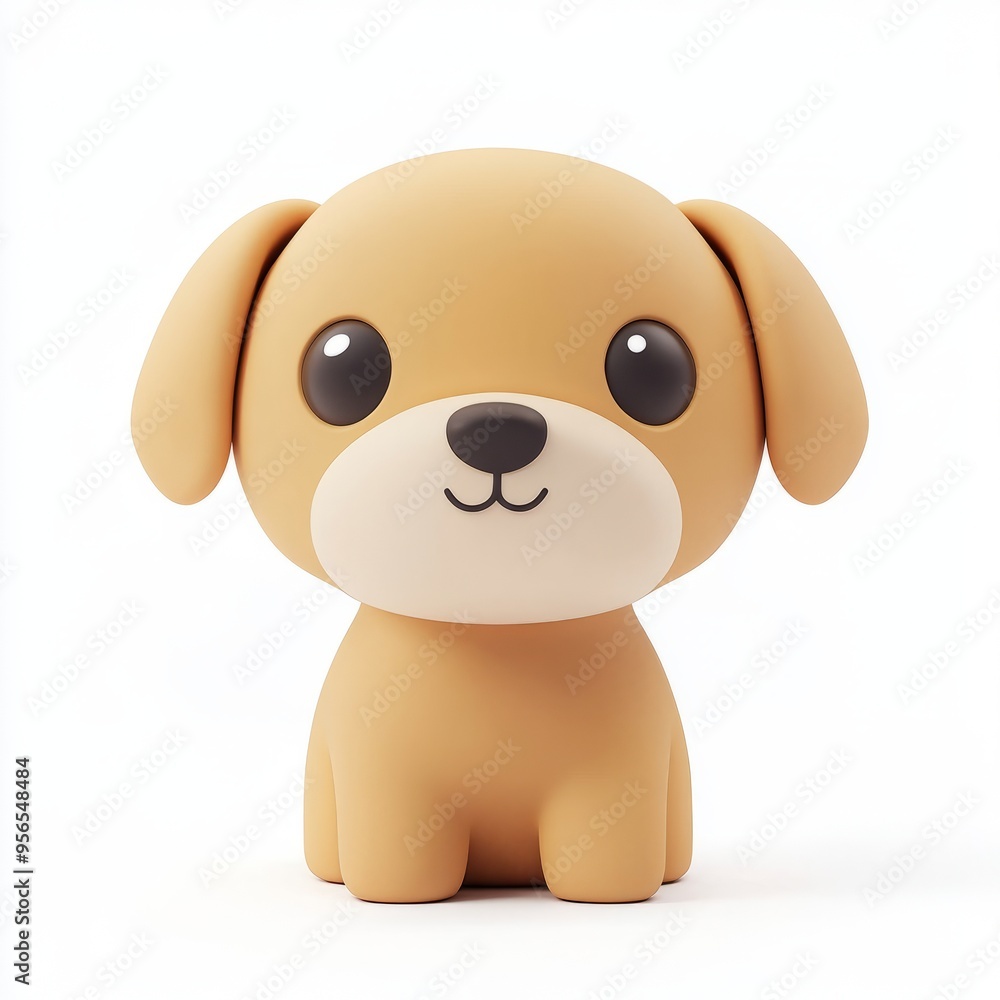 Fototapeta premium Adorable 3D Pastel Brown Puppy with Floppy Ears - Minimalist Design