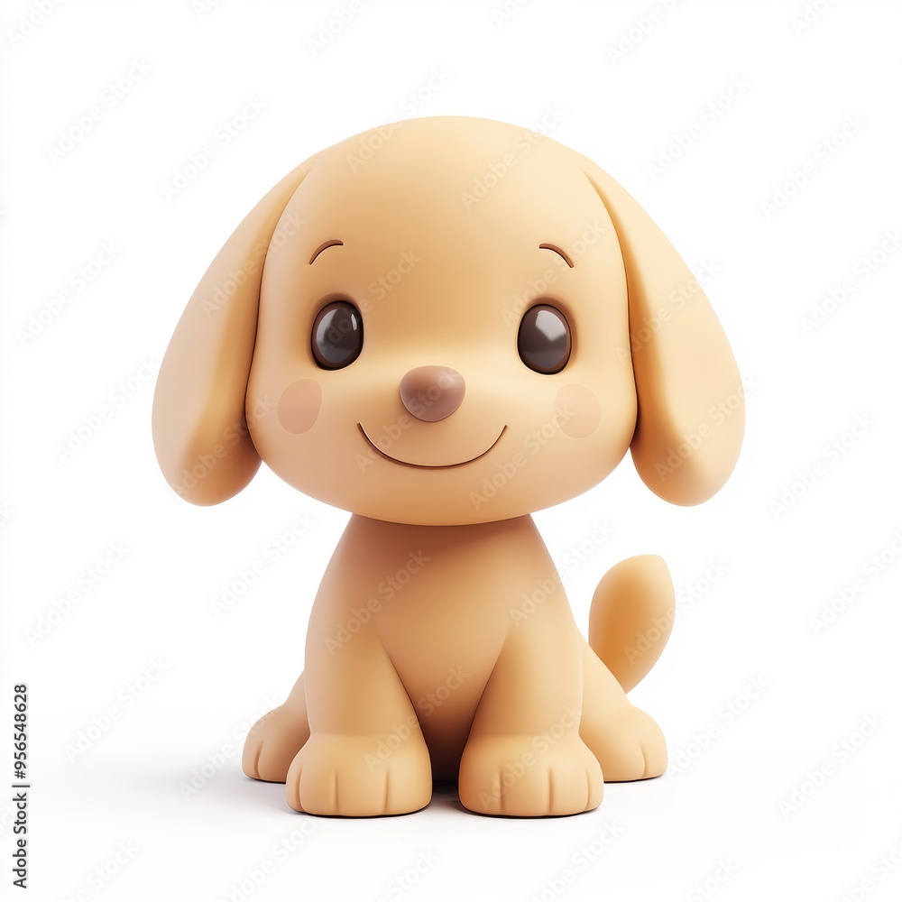 Cute Brown Puppy 3D Model: Minimalist Design with Floppy Ears Cute Brown Puppy 3D Model: Minimalist Design with Floppy Ears