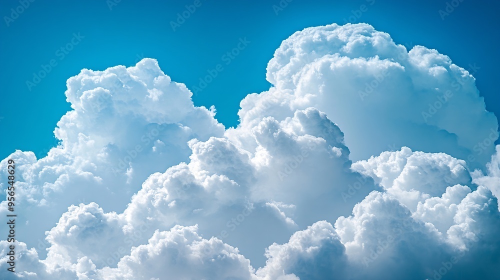 Fluffy Clouds in a Bright Blue Sky Peaceful and Calm Nature : Generative AI Fluffy Clouds in a Bright Blue Sky Peaceful and Calm Nature : Generative AI
