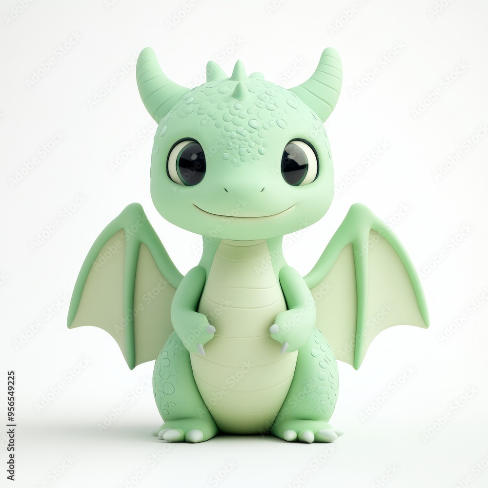 Cute Pastel Green Dragon Illustration: Minimalist, Playful Design Cute Pastel Green Dragon Illustration: Minimalist, Playful Design